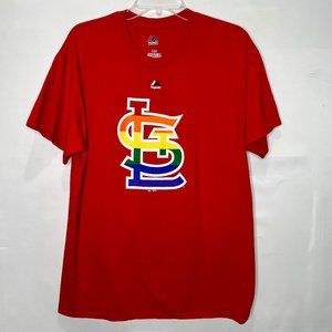 Majestic Men’s Shirt sz Lg St. Louis Cardinals Red Colorful Graphic Tee Top